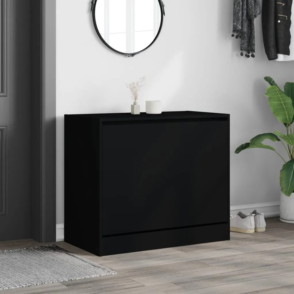 fekete szerelt fa cipőszekrény 80x42x69 cm