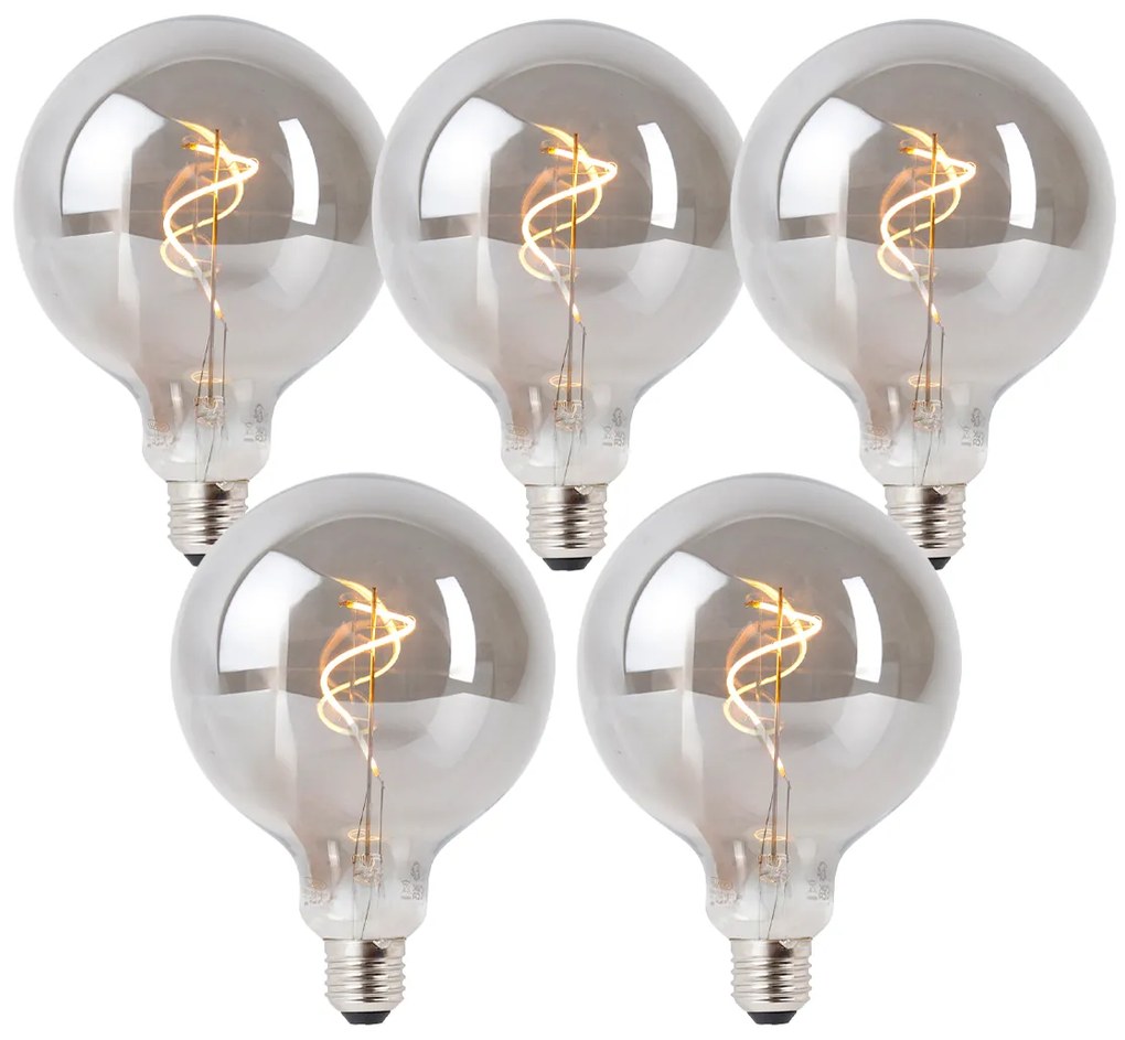 5 db E27-es dimmelhető LED izzó készlet, füstszínű G125 4W 130 lm 1900K