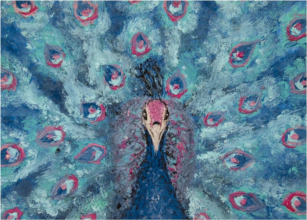 Egy festett páva képe (70x50 cm)