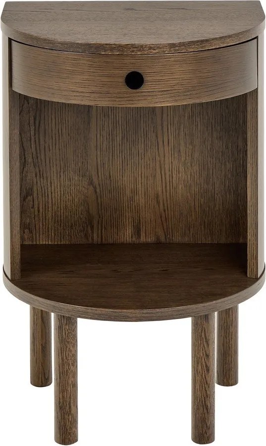 Sötét natúr színű éjjeliszekrény tölgyfa dekorral Paron – Actona
