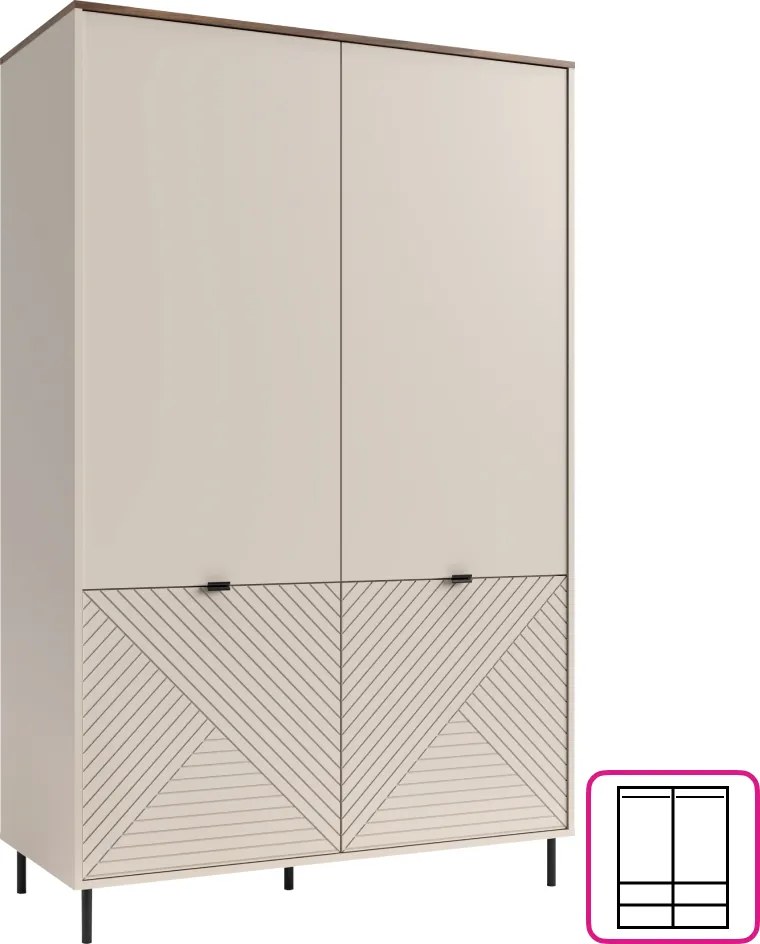 Szekrény, kasmír/castello tölgy, EYCO 4D