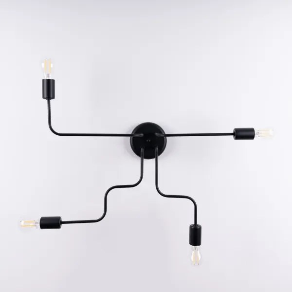 Sollux SL.1446 - Felületre szerelhető csillár VECTOR 4xE27/15W/230V fekete