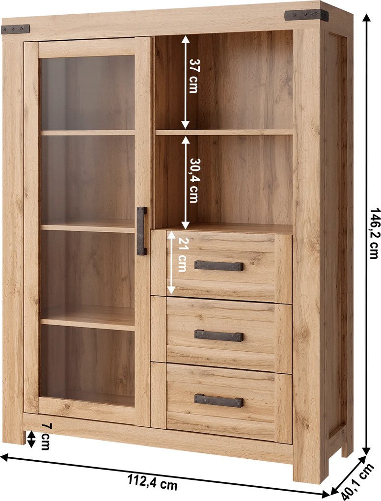 Vitrin 1W3S, wotan tölgy, MORATIZ