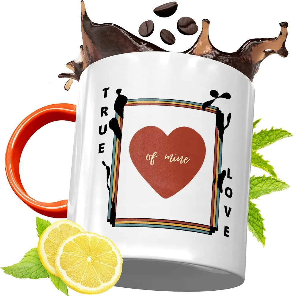 Narancssárga Bögre Valentin Napra Lányoknak, fényképes nyomattal