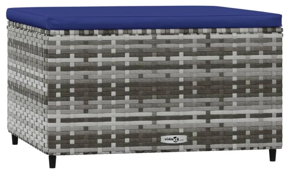 2 db szürke polyrattan kerti lábtartó párnával