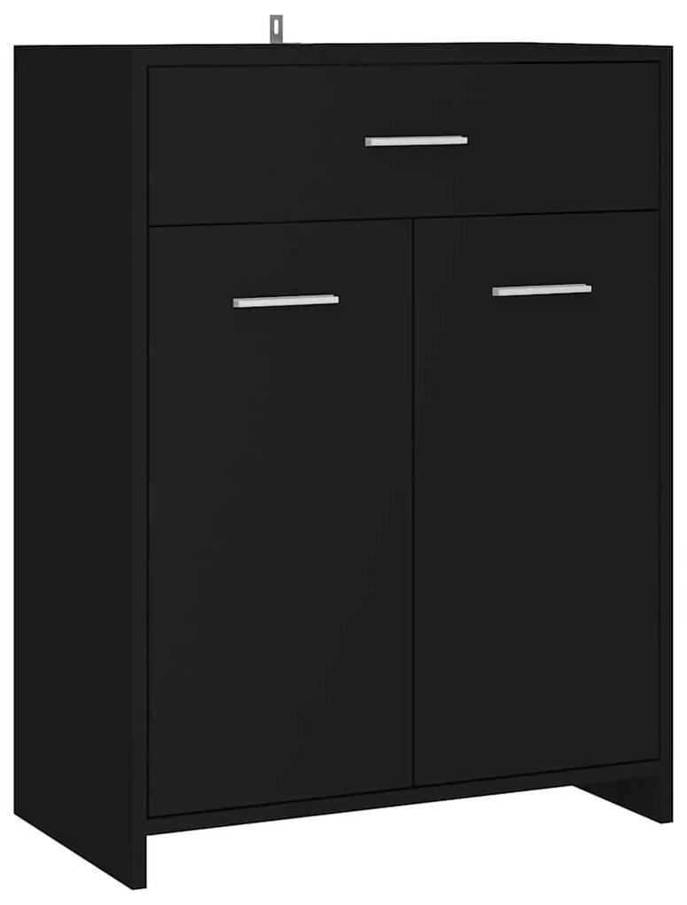 Fekete szerelt fa fürdőszobaszekrény 60 x 33 x 80 cm
