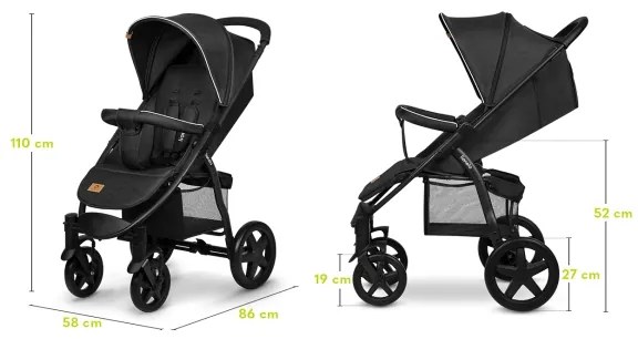 Lionelo - ANNET PLUS sport babakocsi fekete