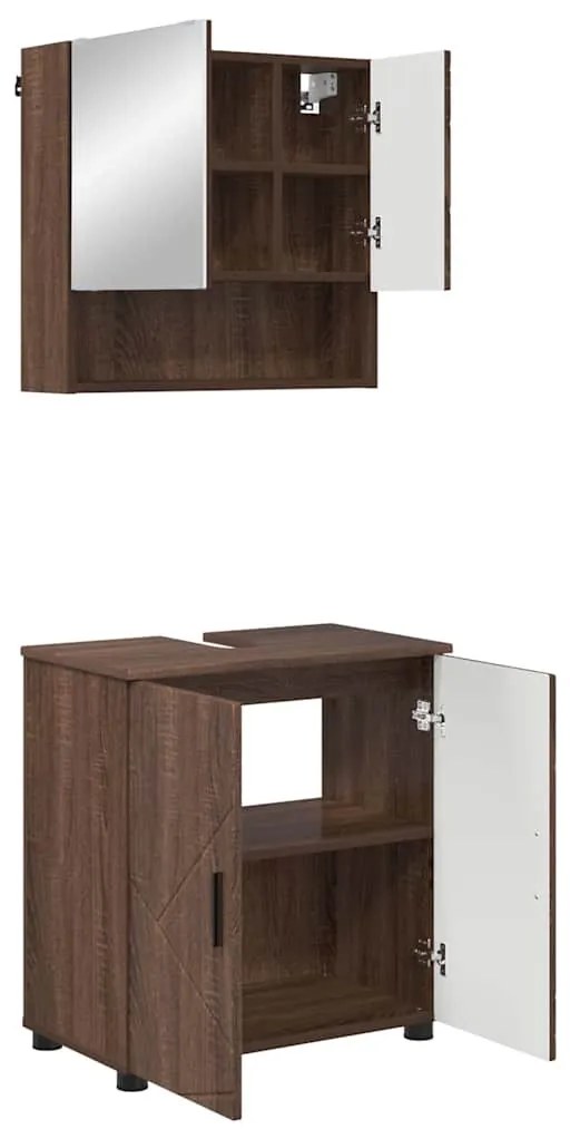 Fürdőszoba bútor szett 2 pcs barna tölgy 61 x 35 x 64 cm