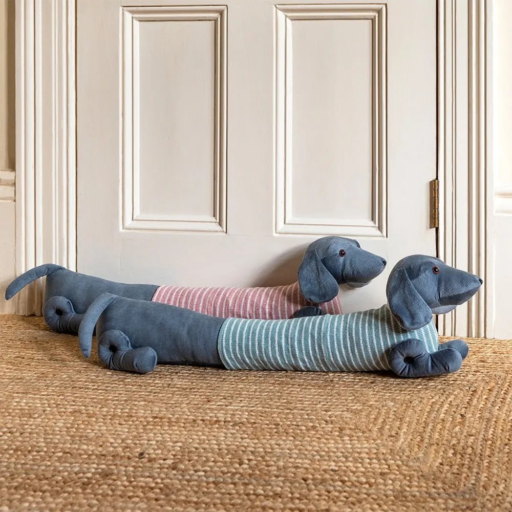Rózsaszín-szürke huzatfogó párna 17x76 cm Sausage Dog – Rex London