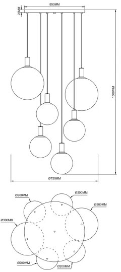 Zuma Line 003064-034740- NUA kábeles csillár 6xE27/25W/230V, átm. 75 cm, arany/fekete