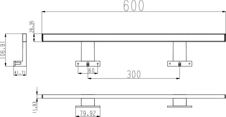 Luxx led lámpa 600mm fekete