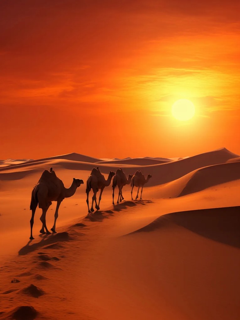 Poszter 75x100cm Karaván a sivatagban