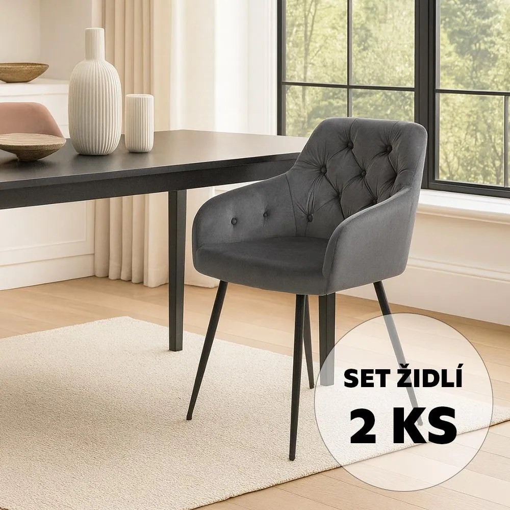 AVENBERG LOREN Étkezőszék szett - 2 db, szürke