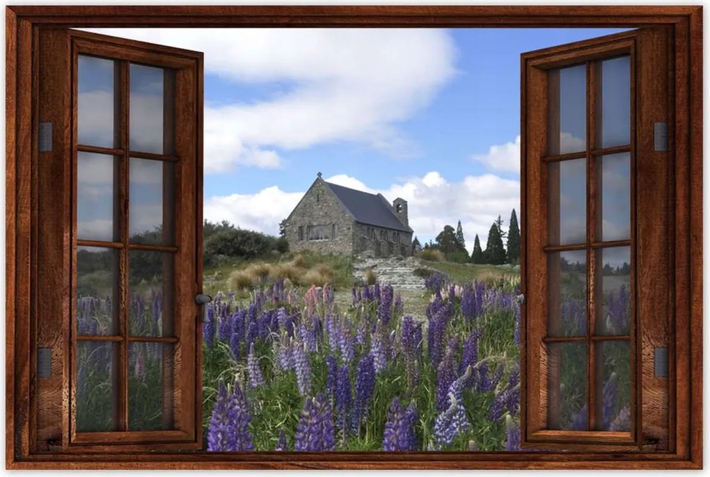 Poszterek 90x60 Lila virágok domb