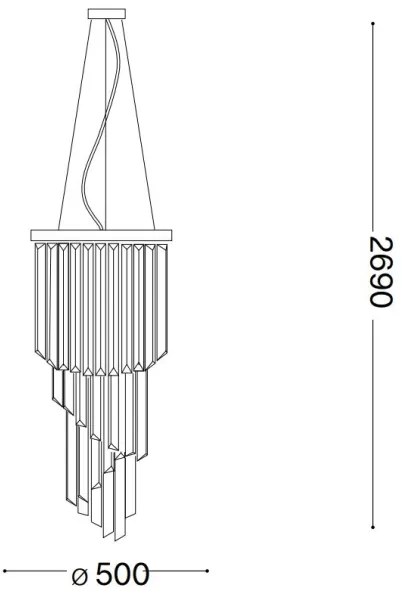 Ideal Lux - Kristály csillár zsinóron CARLTON 12xE14/40W/230V átm. 50 cm arany