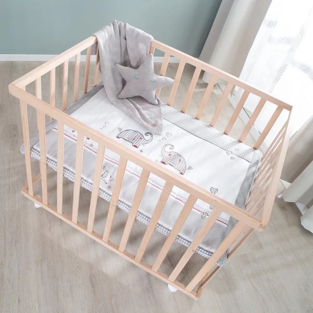 Natúr színű gurulós járóka 100x75 cm Jumbo Twins – Roba