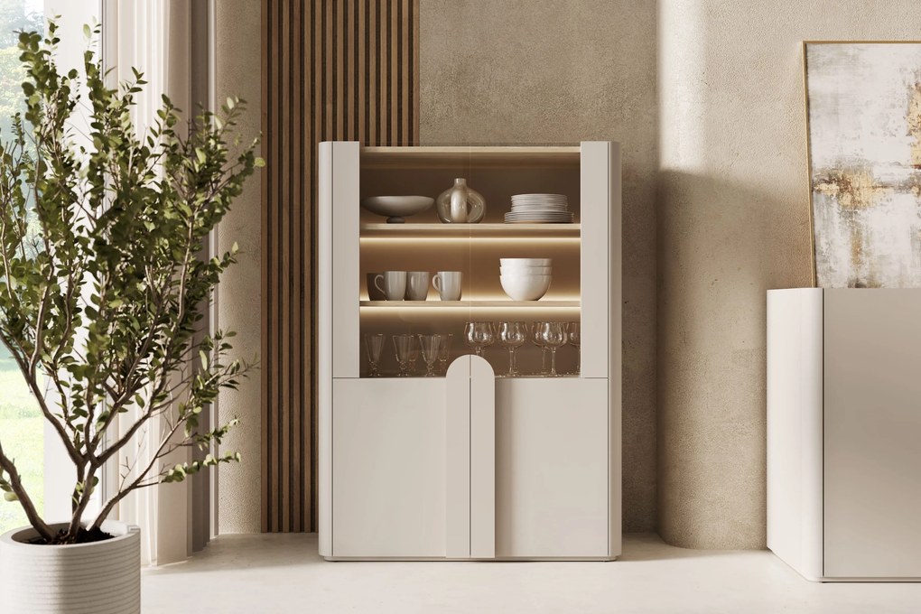 Amilio vitrin 100 cm - kasmír / olajozott tölgy / kasmír fogantyú