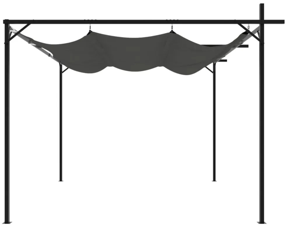 antracitszürke pergola behúzható tetővel 295 x 292 x 230 cm