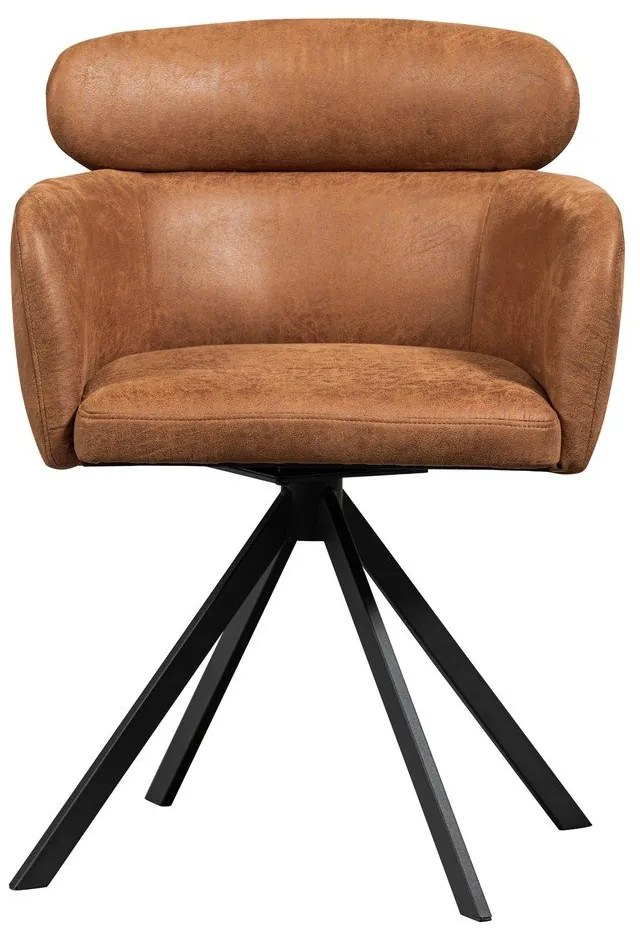 Konyakbarna kárpitozott karfás étkezőfotel Fenne – WOOOD