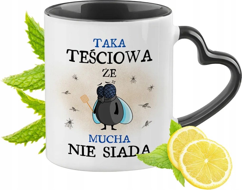 Anyósnak Fekete Bögre Szív Alakú Füllel Ajándék