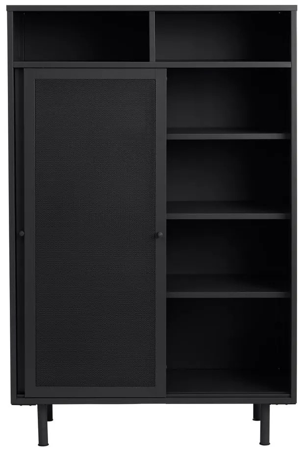 Fekete fém szekrény tolóajtóval 90x140x40 cm Veep – Unique Furniture