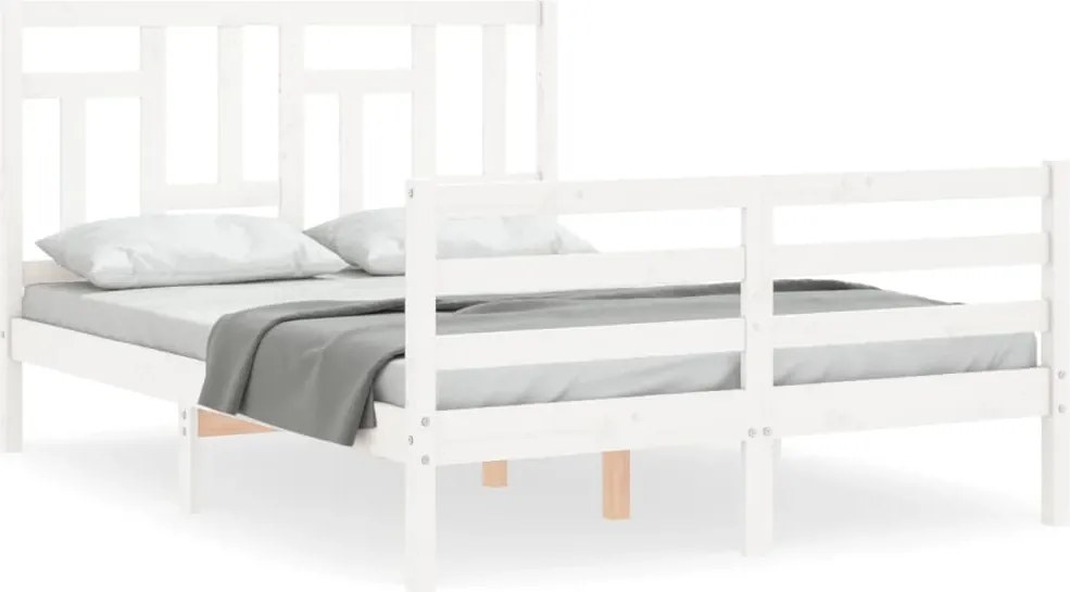 vidaXL fehér tömör fa ágykeret fejtámlával 120 x 200 cm