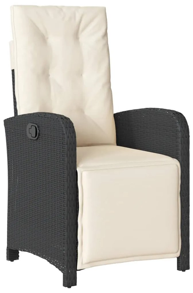 3 részes fekete polyrattan bisztrógarnitúra párnával
