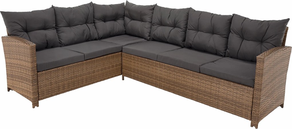 Kerti rattan szett, szürkésbarna/világosbarna, SAGIR