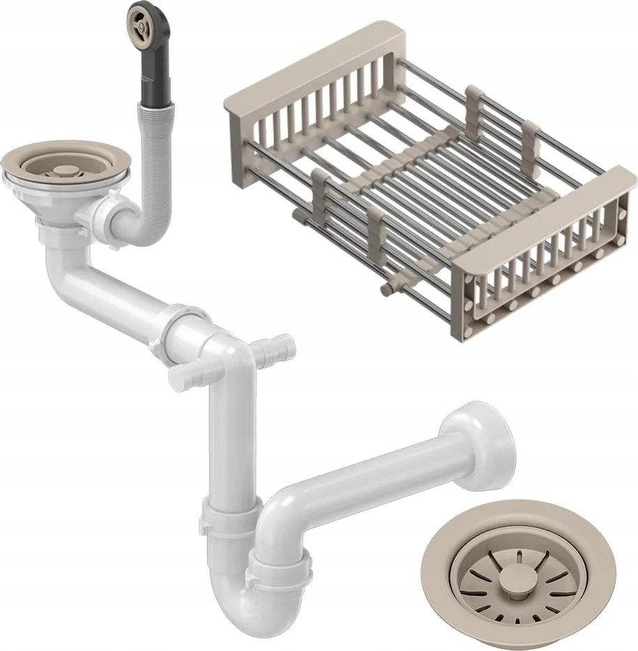 Mosogató Szifon 1REKESZES Bézs Teleszkópos Kosár