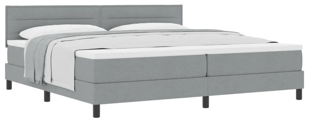 Boxspring Ágy Mattal Világosszürke 200x200 cm Ágynemű