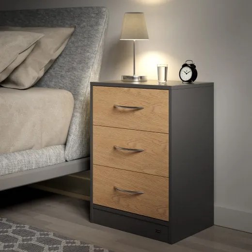 Casaria® Eloise éjjeliszekrény 54x39x28 cm - fa/szürke