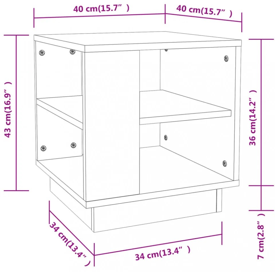 vidaXL füstös tölgyszínű szerelt fa dohányzóasztal 40 x 40 x 43 cm