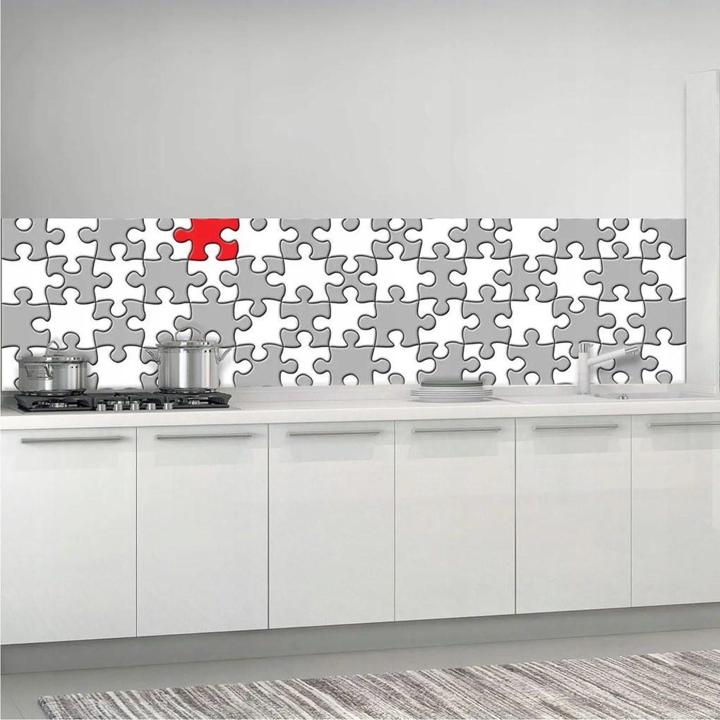 Fotótapéta flizelina Puzzle Absztrakt Kontraszt Szürke-Piros 250x60 +ragasztó