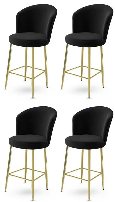 Alte Black and Gold bárszék szett, 4 db, 4 db