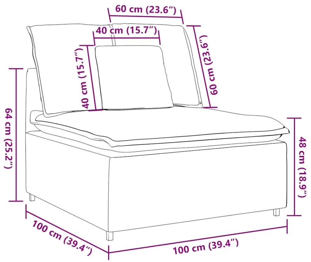 vidaXL sötétzöld moduláris kanapé középső modul párnákkal 100 cm