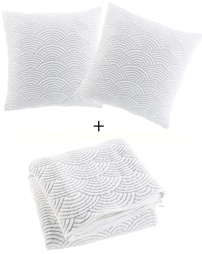 Fehér-bézs jersey ágytakaró és párnahuzat szett 240x260 cm Cassandra – douceur d'intérieur