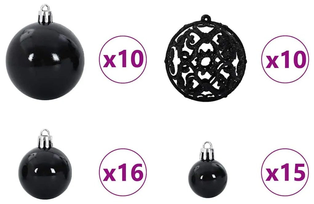 Műfenyő, előre világított, karácsonyi fenyő gömbszettel 240 cm