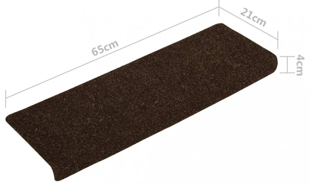 15 db tűvel lyuggatott barna szövet lépcsőszőnyeg 65x21x4 cm