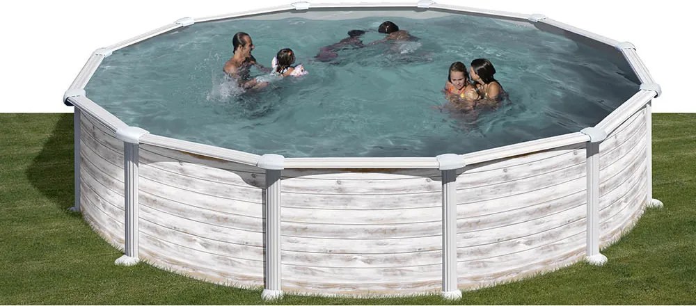 PONTAQUA NORDIC 460 x 120 cm kerek medence szkimmerrel, befúvóval, antikolt fa szín