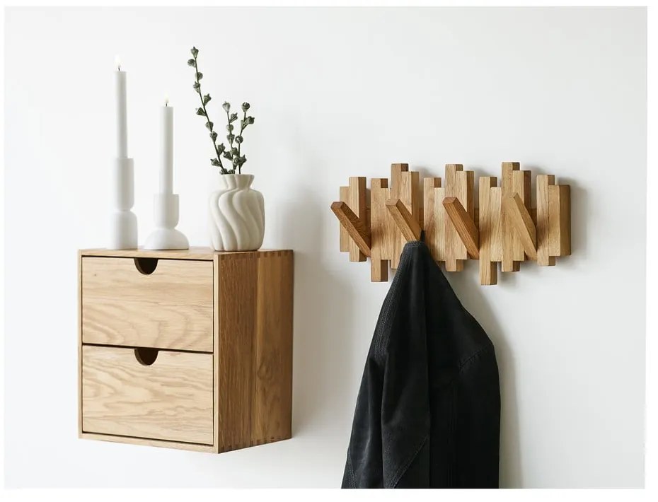 Natúr színű tölgyfa fali fogas 3 cm Caltra – House Nordic
