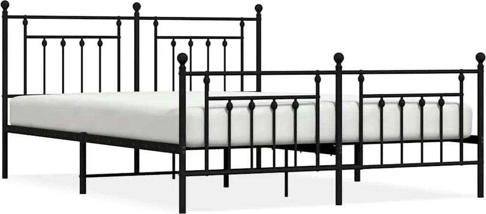 vidaXL fekete fém ágykeret fej- és lábtámlával 183 x 213 cm