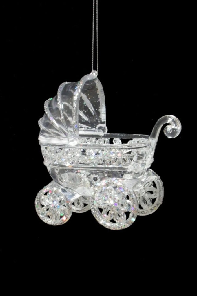 Jeges karácsonyfadísz babakocsi 10cm