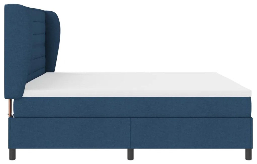 Boxspring Ágy Mattal Kék 200x200 cm Textil