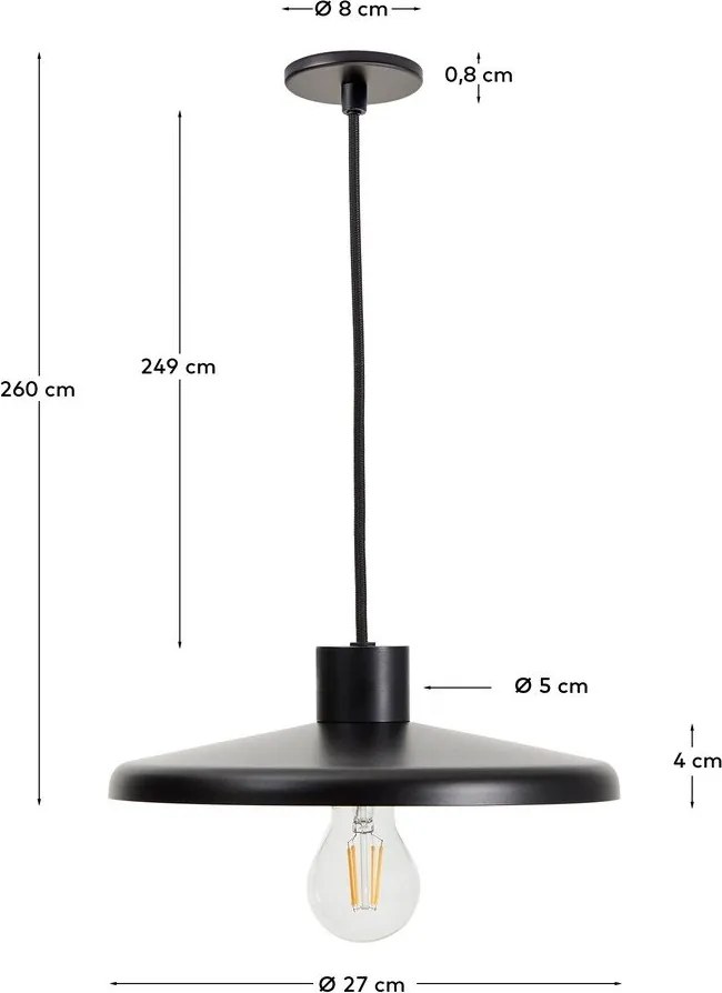 Fekete függőlámpa fém búrával Nuvira – Kave Home