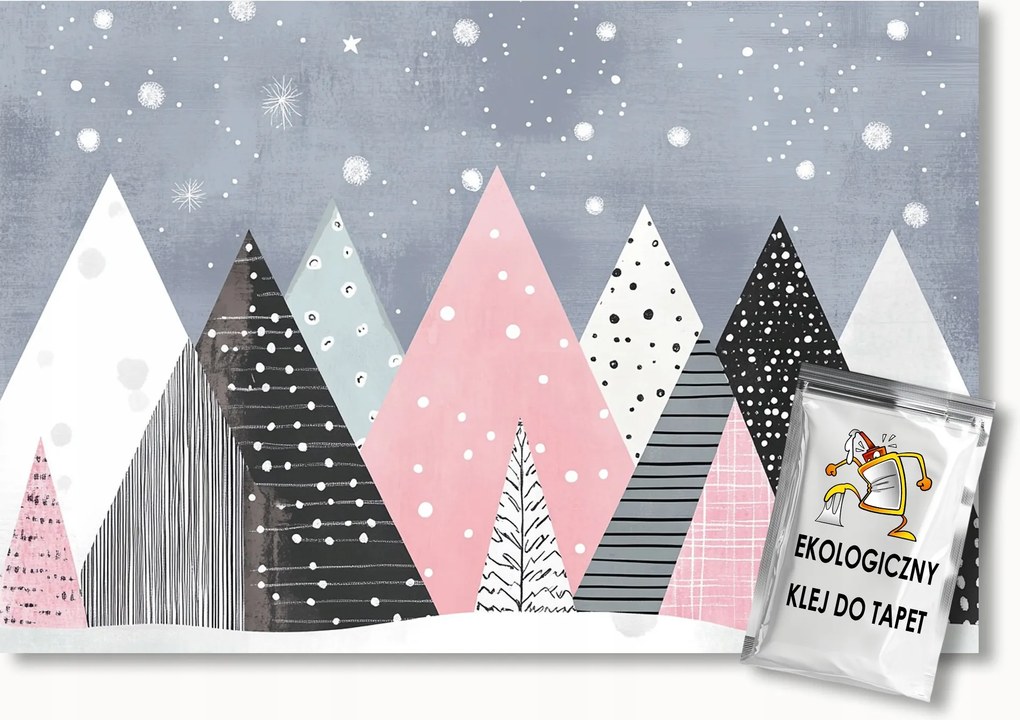 Fotótapéta Flizelina Gyerekek Tájkép Hegyek Fák Tél Hó 350x250 ragasztó