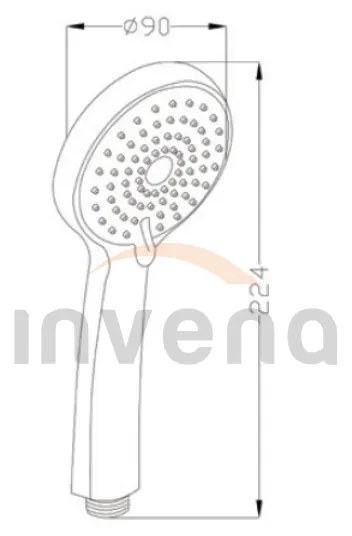 Invena Dafni, 3 funkciós kézi kerek zuhanyfej, fekete matt, INV-AS-02-004-S