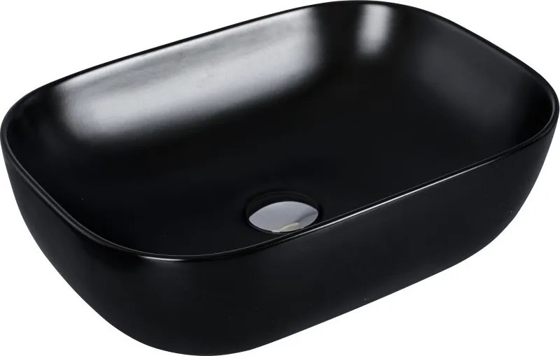 Eros SMILE 3 - PULTRA ültethető - Top Counter - porcelán mosdó - MATT FEKETE - 46,5 x 32,5 x 13 cm
