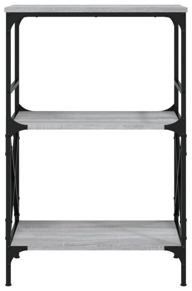 3 szintes szürke sonoma szerelt fa könyvespolc 56x35x90,5 cm