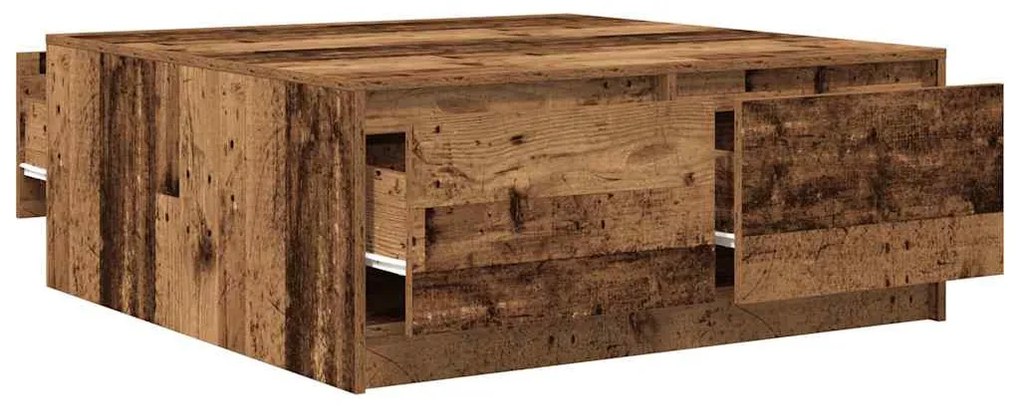 Antik fa dohányzóasztal fiókokkal 100x100x40 cm