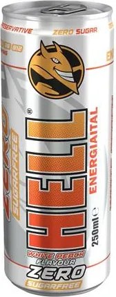 Energiaital, cukormentes, 250 ml, HELL White Peach Zero (KHI528V)